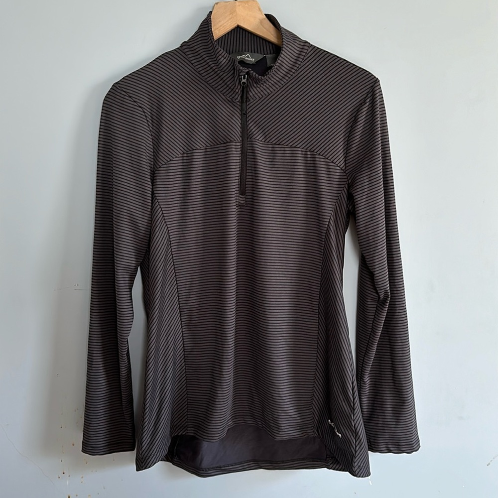 Eddie Bauer Gray and Black Stripes Women’s Pullover Size M